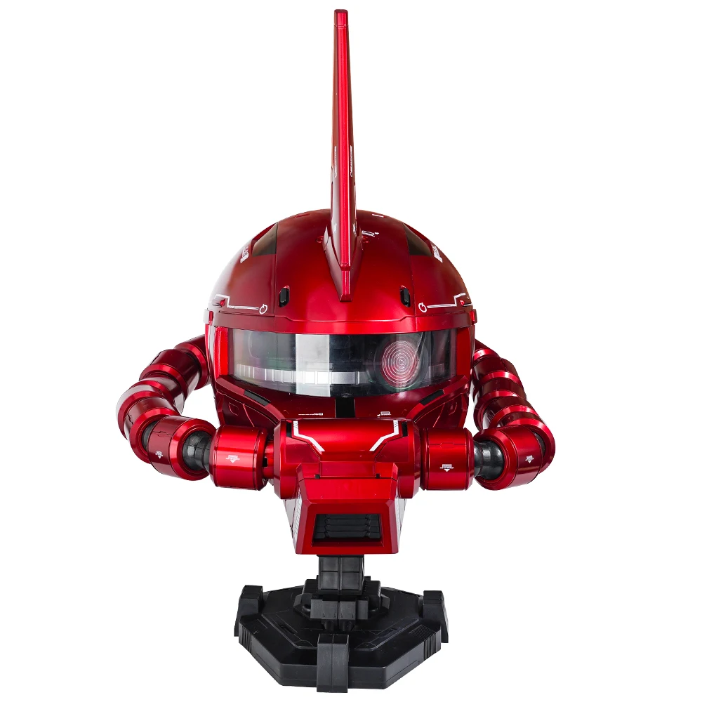 New Xingjie Spray Car Paint Transparent Red Zaku Helmet Wearable With Water Decals Base Stand And USB Charging Cable Ornament - Image 6