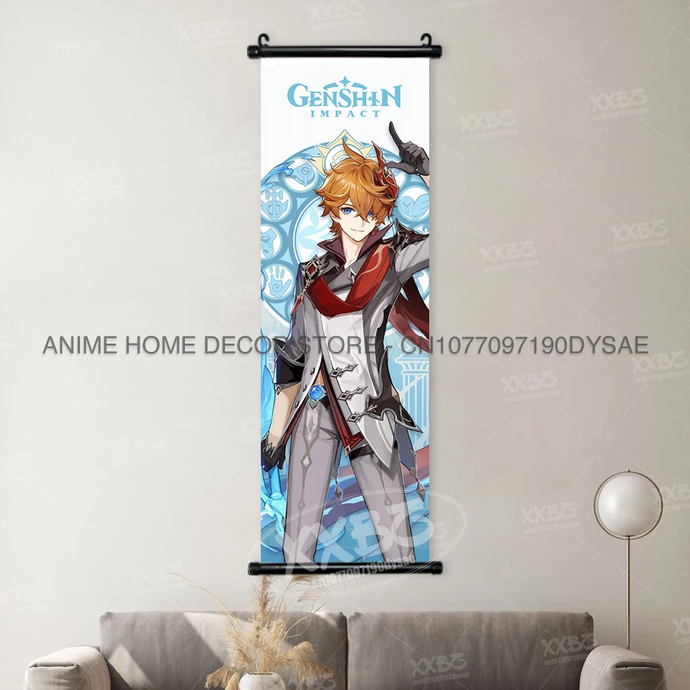 Genshin Impact Poster Arataki Itto Scroll Decorative Picture Barbara Home Decor Sucrose Wall Art Kamizato Ayato Hanging Painting - Image 31