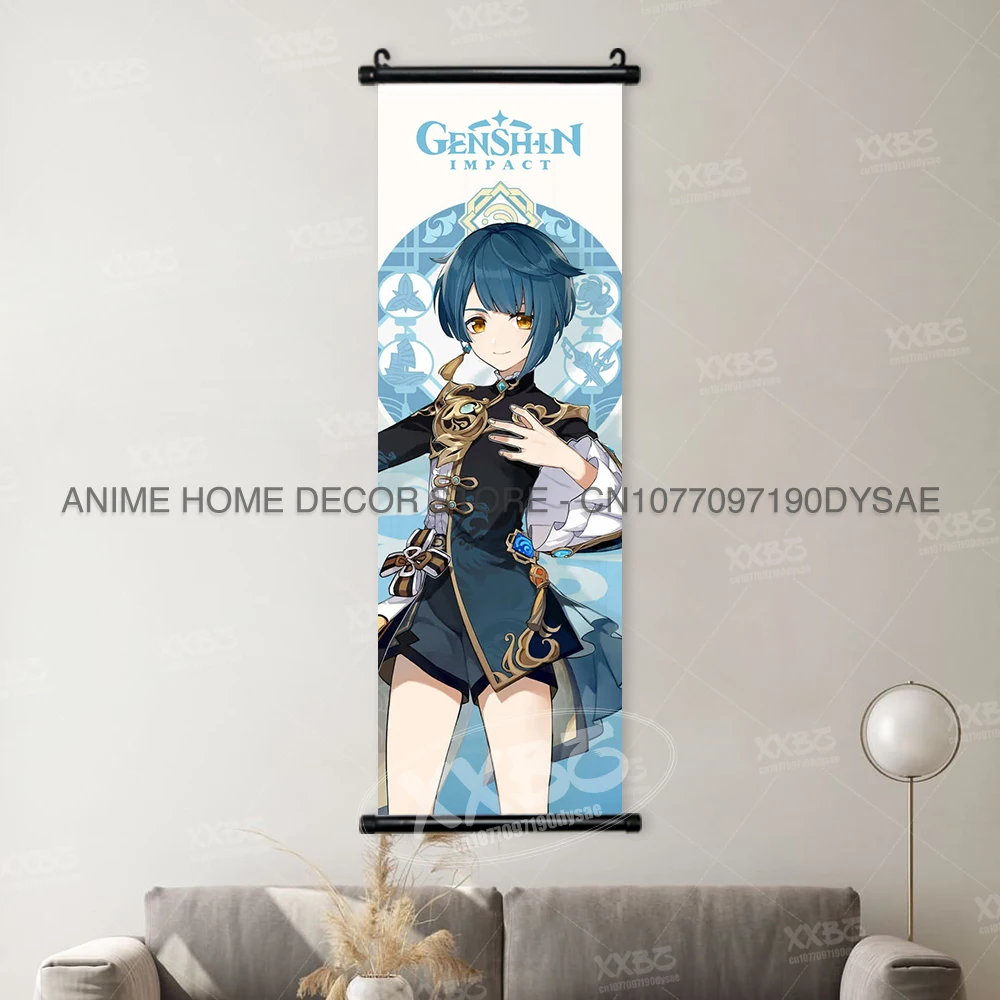 Genshin Impact Poster Arataki Itto Scroll Decorative Picture Barbara Home Decor Sucrose Wall Art Kamizato Ayato Hanging Painting - Image 34