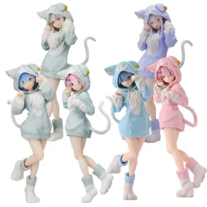 22CM Anime Re:Zero kara Hajimeru Isekai Seikatsu Rem Figure Model Ram Puck Starting Dresses PVC Emilia Collection Gift Toy