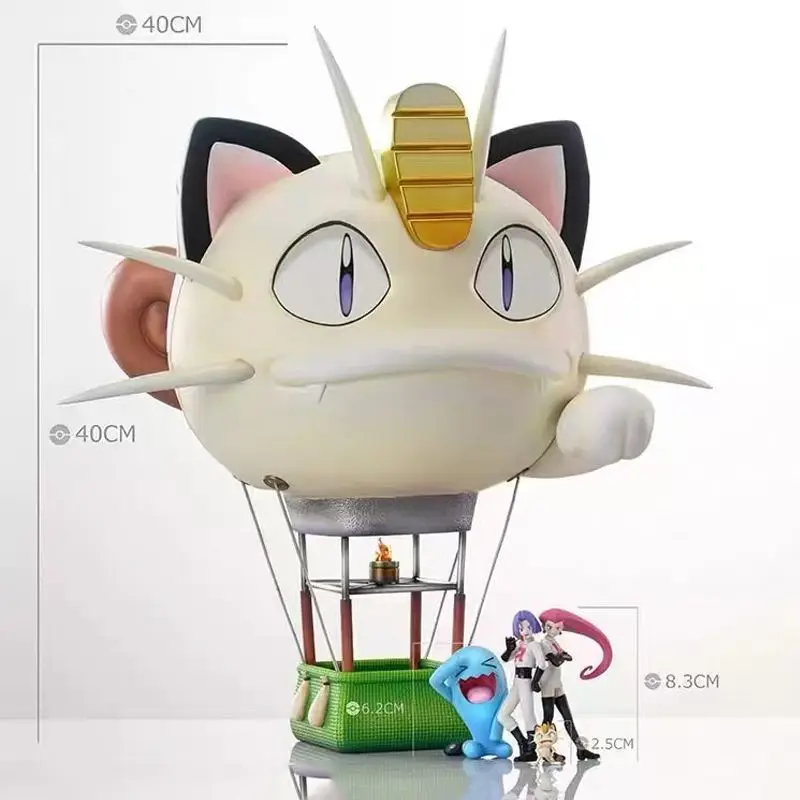 40cm Rocket Team Anime Figure Meowth Hot Air Balloon Figures Wobbuffet Figures Pvc Statue Collection Model Custom Gifts Toys - Image 7