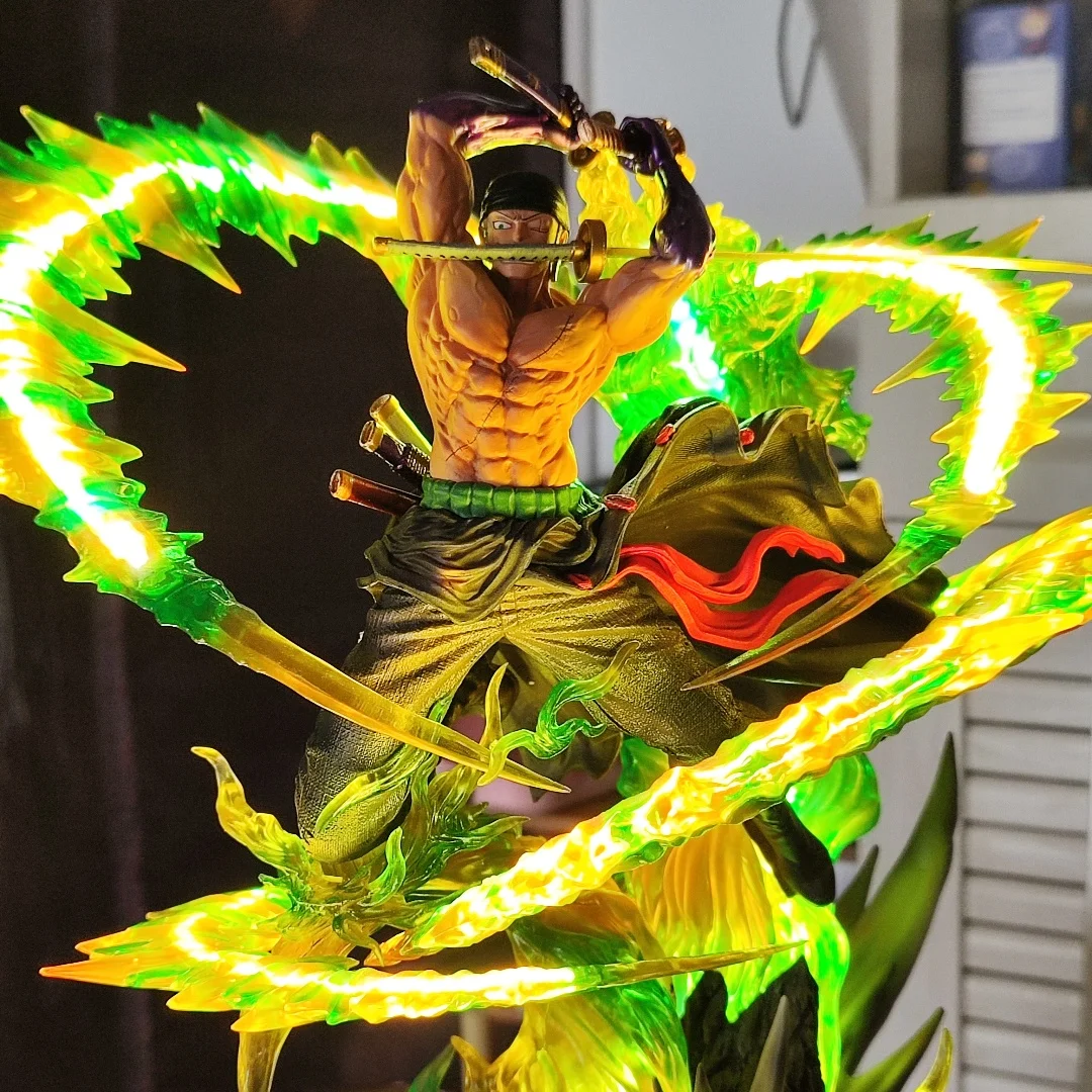 In Stock One Piece Figure Zoro 30cm Figures Roronoa Zoro Figure With Light Standing Model Pvc Collect Ornament Gift Toyson