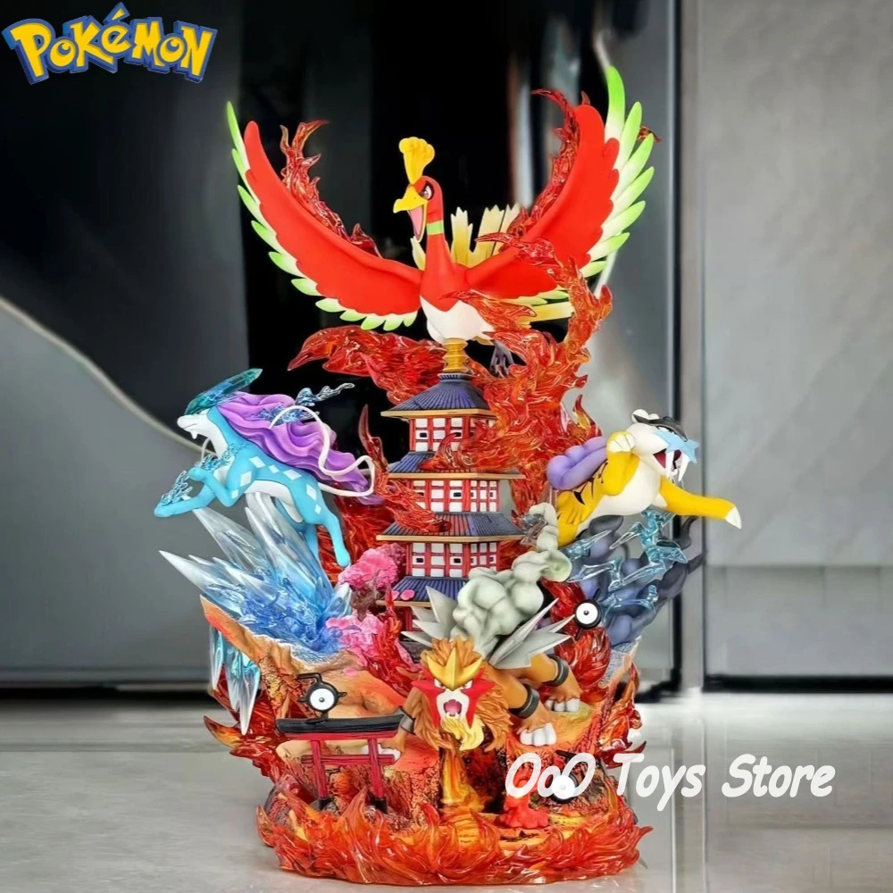 Anime Pokemon Figure Raikou/Suicune/Entei/Ho-Oh Action Figures Pvc Collection Model Toys for Children Gifts 38cm/14.96in
