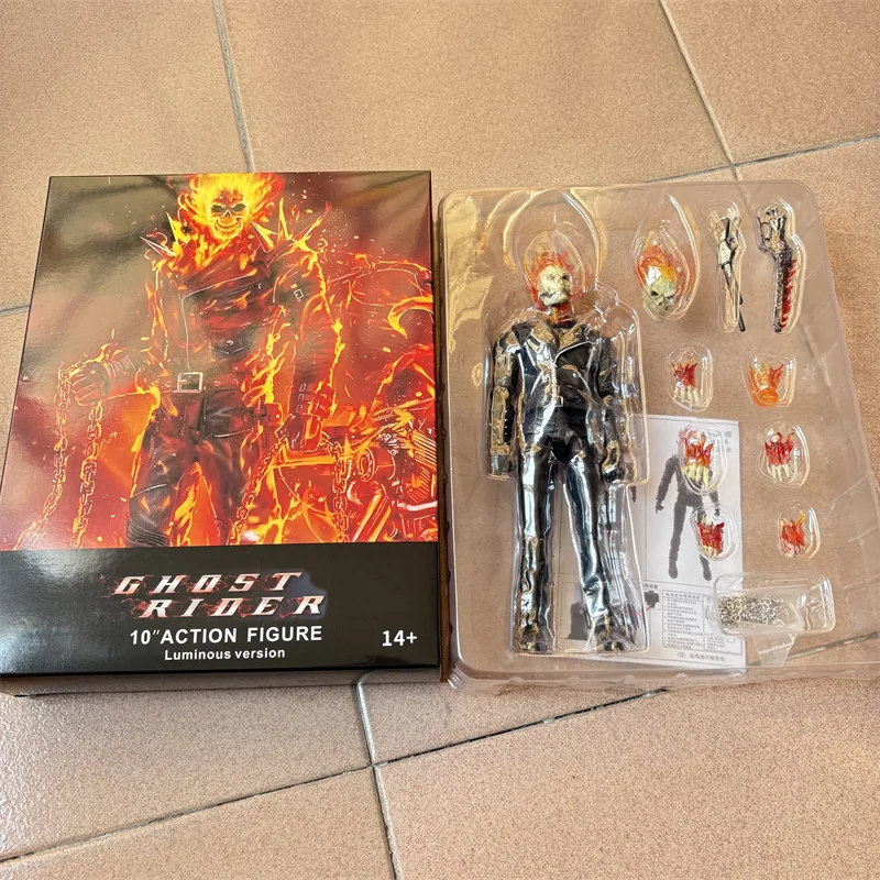 Marvel Ghost Rider Action Figure Legends 85th Anniversary Ghost Rider 25cm BJD Articulated PVC Figure Luminous Light Model Toy