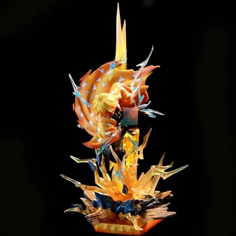 Hot Trend 30cm Anime Demon Slayer Figure Luminous Double Headed Statue Action Figure Model Toys For Boys Birthday Gift
