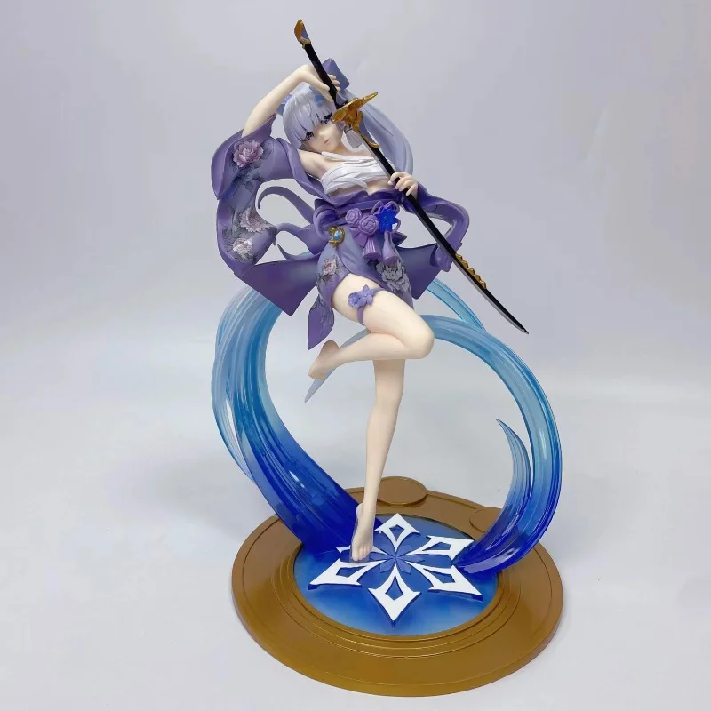 Around The Game, High-Quality Df Original Drawn Sword Kamisato Ayaka Bathrobe Battle Scene Hand Made Model, Decoration And Hand