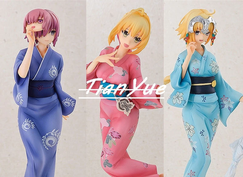 Anime Fate Grand Order Saber and Joan of Arc and Mash Kyrielight kimono version Action Figure Model Toy 21cm
