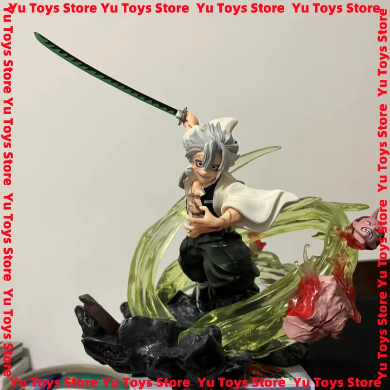 New 23cm Demon Slayer Gk Shinazugawa Sanemi Battle Scene Glowing Kimetsu No Yaiba Pvc Action Limited Edition Gk In Stock