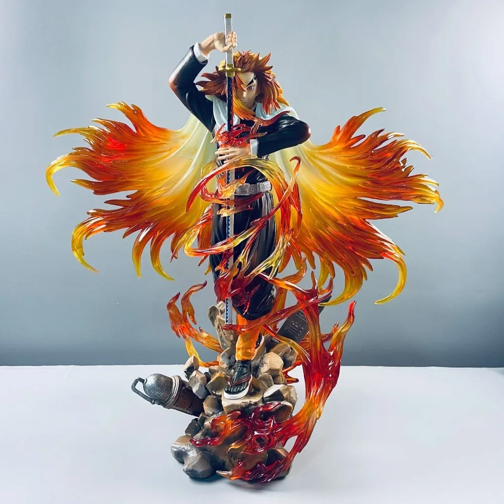 Demon Slayer Kimetsu No Yaiba Kyojuro Rengoku Action Figure 30cm PVC Static GK Anime Collectible Display Statue Model Gift Fans