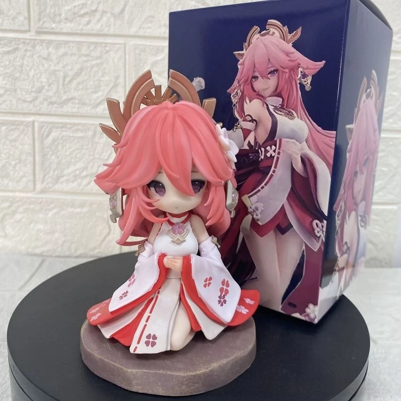 13CM Genshin Impact Yae Miko Action Figures Sitting Pose Q Version Game Peripheral Girl Figurine Desktop Decor Collectible Gift - Image 2