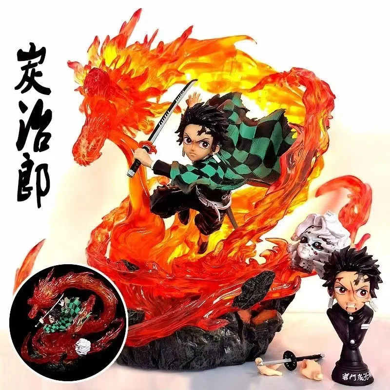 Anime Demon Slayer figure GK simplified carving Kamado Tanjiro figure, model can light up, decorative toy, Christmas gift - Image 5