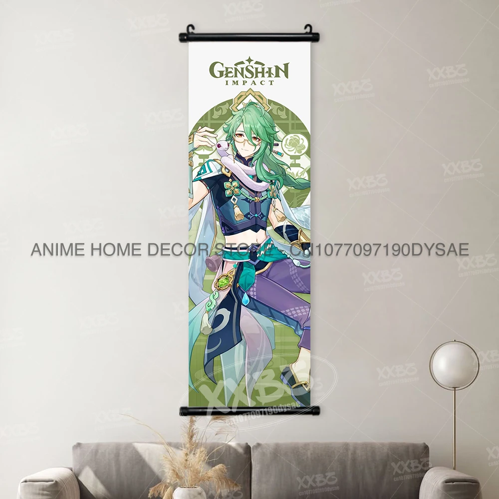 Genshin Impact Poster Arataki Itto Scroll Decorative Picture Barbara Home Decor Sucrose Wall Art Kamizato Ayato Hanging Painting - Image 7