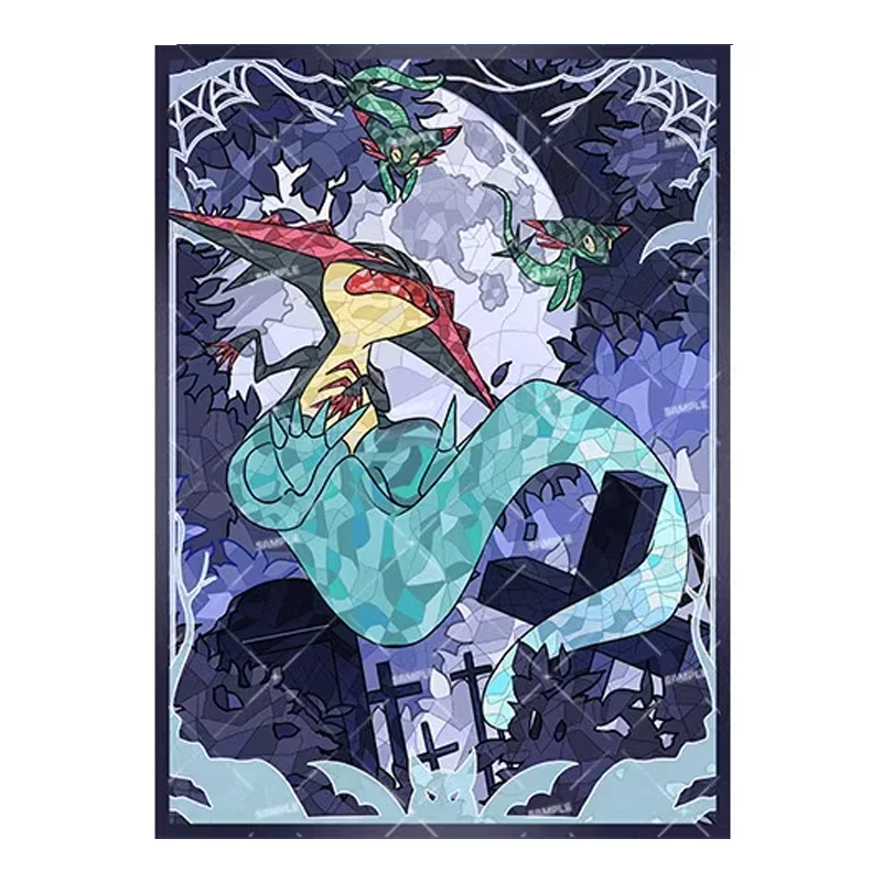 60pcs/set PTCG Card Sleeves Anime Pokemon Dragapult Glass Painted Style Card Set Game Collection Card Protective Cover 66*91mm