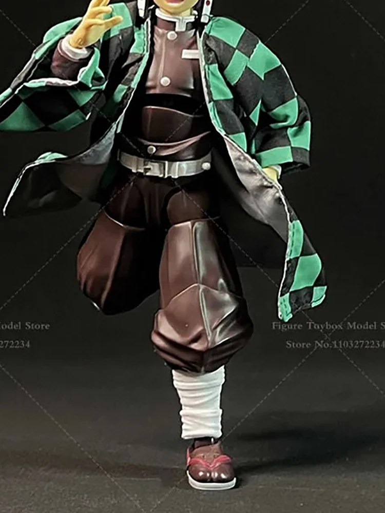 1/12 Man Figure Black Blue Plaid Coat Wire Shaped Short Windbreaker Clothes Accessory For Shf 6" Anime Kamado Tanjirou Boy Body - Image 5