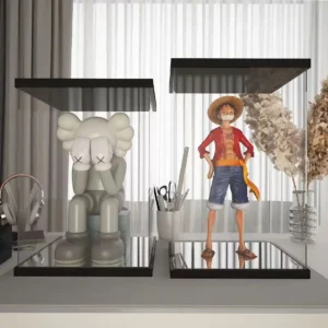Clear Acrylic Figure Display Cabinet with Mirror, Stackable Assemble, Dustproof Display Box for Toys, Model Cars, Art Work, Doll
