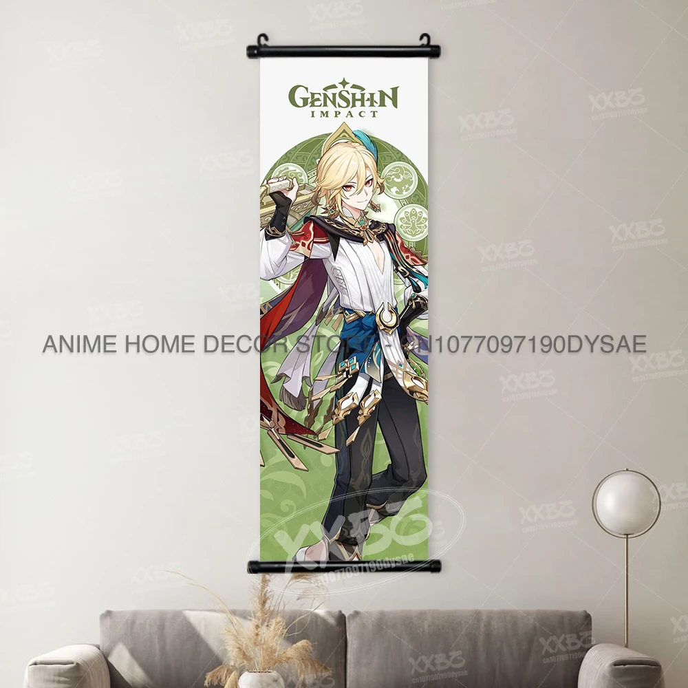 Genshin Impact Poster Arataki Itto Scroll Decorative Picture Barbara Home Decor Sucrose Wall Art Kamizato Ayato Hanging Painting - Image 9