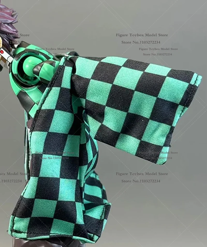 1/12 Man Figure Black Blue Plaid Coat Wire Shaped Short Windbreaker Clothes Accessory For Shf 6" Anime Kamado Tanjirou Boy Body - Image 3