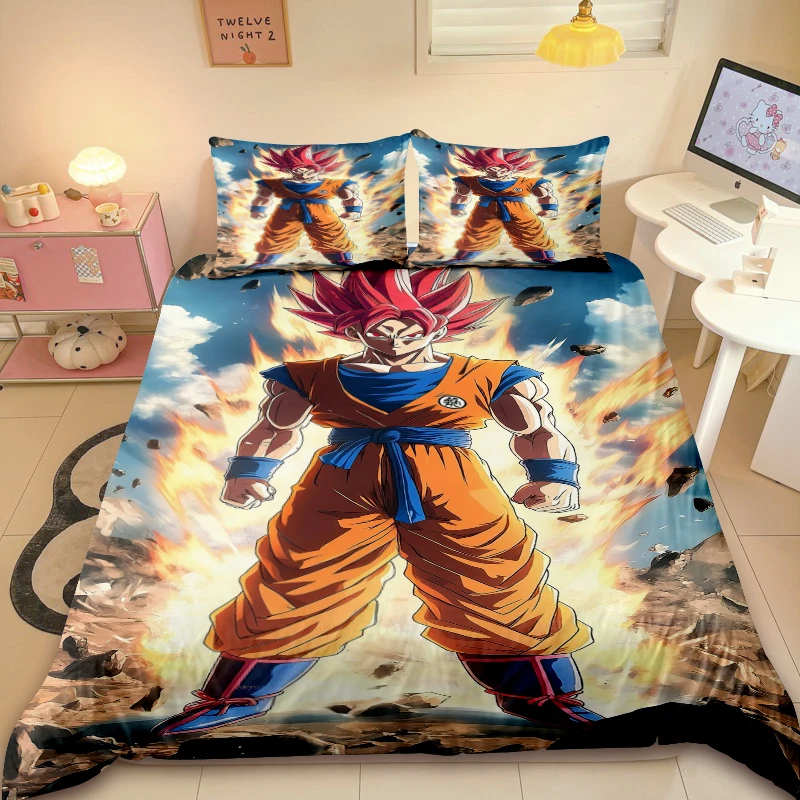 Dragon Ball Teens 3pcs Duvet Cover Set Cartoon Super Saiyan Bedding Set Twin Full Comforter Cover Soft Cozy for Bedroom Decor - Image 5