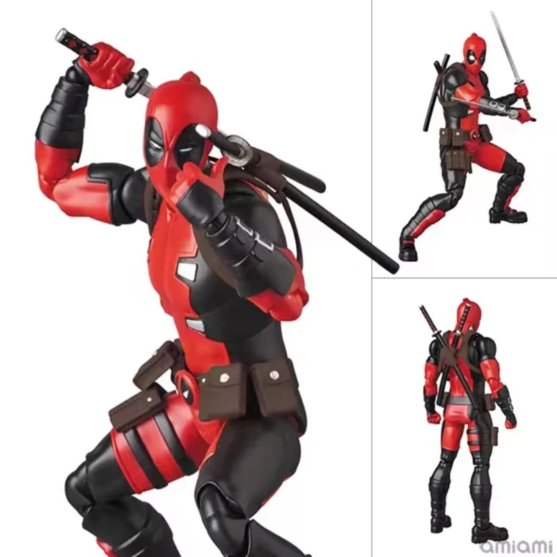 Marvel 1/12 MAF 082 Deadpool Action Figures X-Men Movable Joints Interchangeable Heads Toy Collectable Anime Model Ornament Gift
