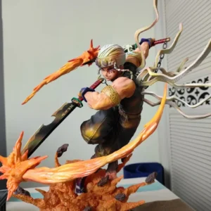 Anime Figure Demon Slayer Up Uzui Tengen Kimetsu No Yaiba Pvc Action Figure Led Light Figurine Doll Toys Collectible Model Gifts