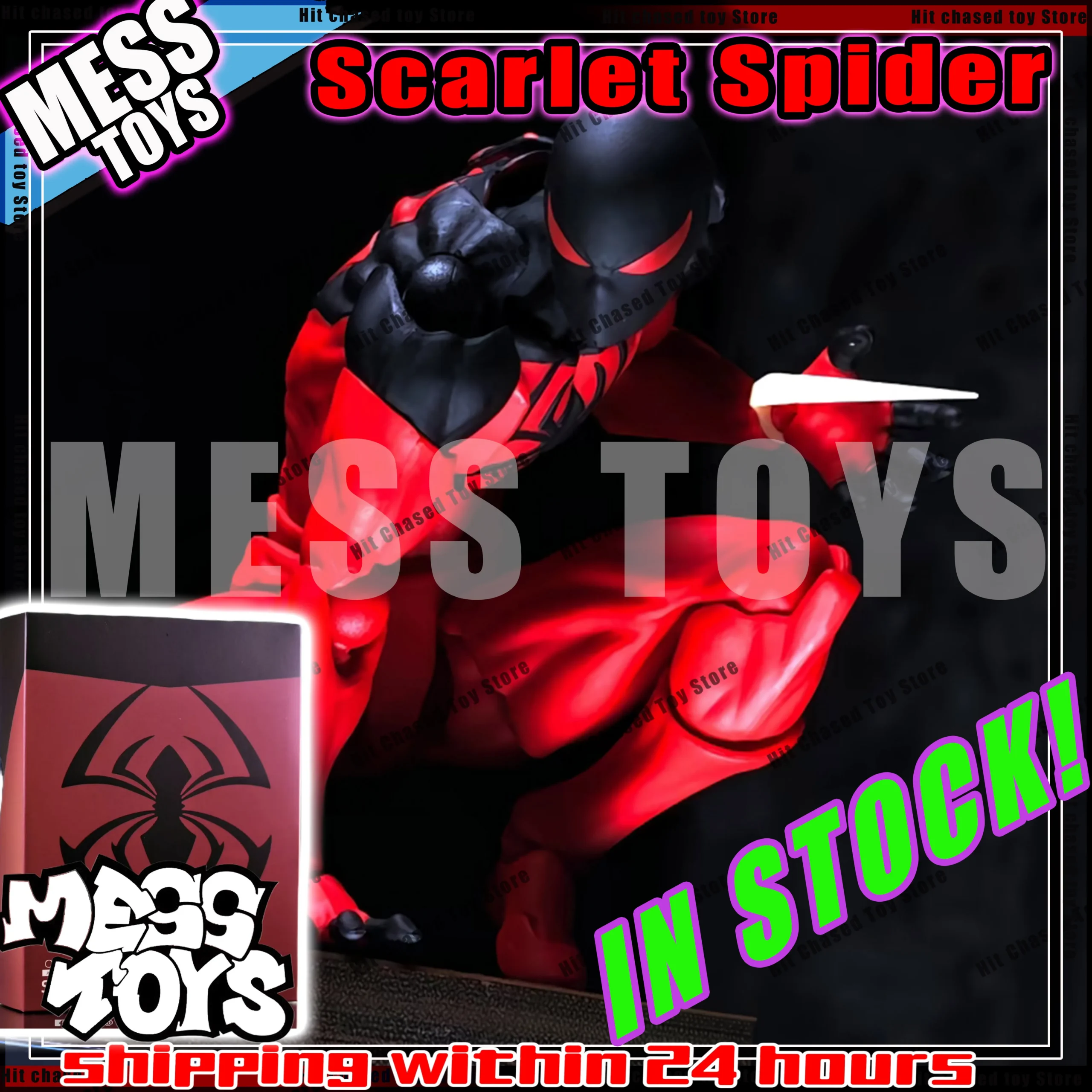 In Stock Mess Toys Spider Man Scarlet Spider Kaine Parker Messtoys Spiderman Black Suit Symbiote Anime Action Figure Gift Toys