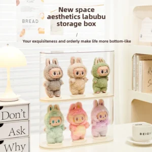 Vinyl Figure Display Case Collectible Toy Showcase Home Storage Organizer for Labubu Artwork Dolls Taki-Style Figurine Cabinet