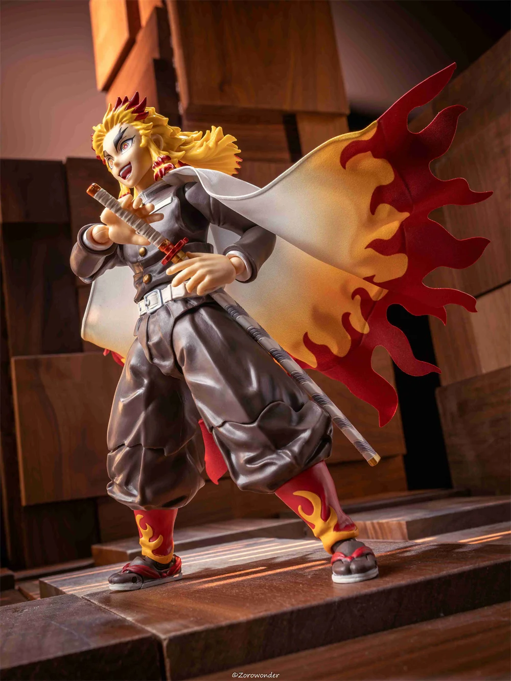 Demon Slayer 1/12 Male Soldier Anime BUZZmod Kyojuro Rengoku Flame Hashira Cape Cloak For 6in Action Figure Model Toys - Image 3