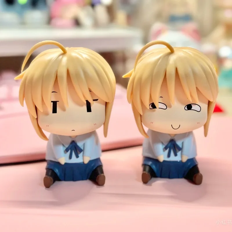 Fate/Stay Night Game Q-Version Character Altria Pendragon Cute Desktop Statue Model Collection Doll Decoration Toy Birthday Gift