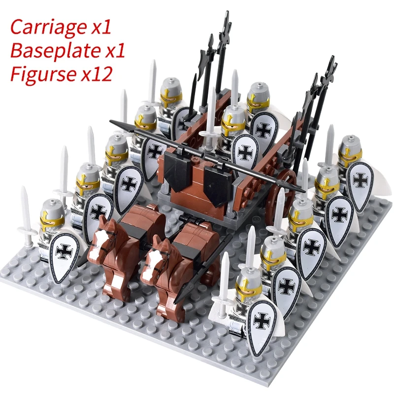 Medieval Knights mini Action Figures Building Blocks Roman Chariot Carriage Soldier War Horse Bricks Toys for Children Gift - Image 28