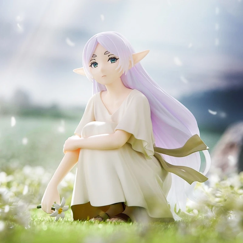 10cm Frieren: Beyond Journey'S End Frieren Squat Posture Anime Figure PVC Model Statue Collection Desktop Decoration Ornament