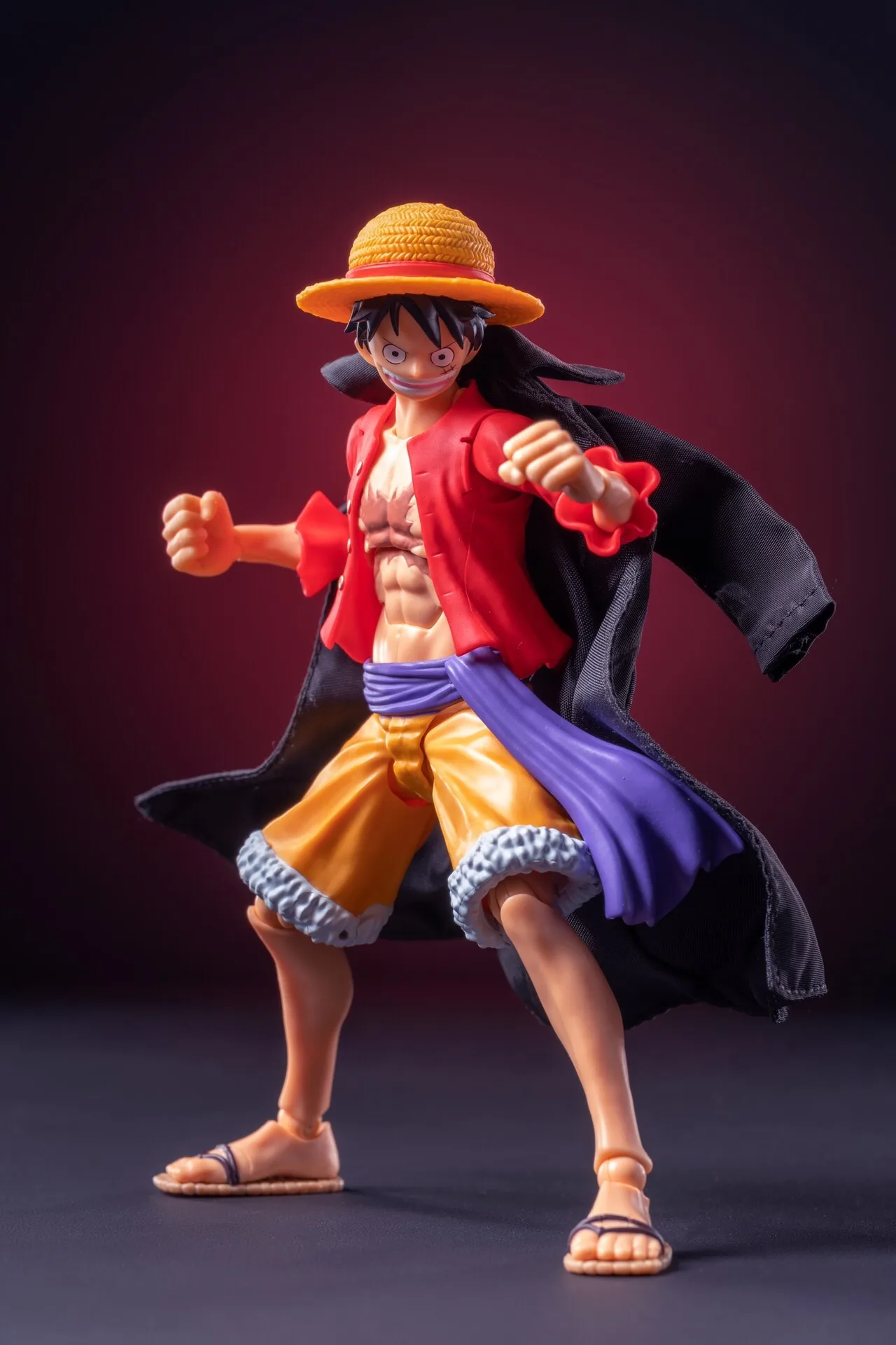 Custom 1/12 Male Shf Male Soldier OP Monkey·D·Luffy Captain Straw Hat Windbreaker Coat Scene Props For 6in Action Figures Model