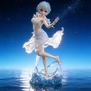 New 24cm Re:Zero Starting Life In Another World Rem Water Dress Dual Face Replacement Standing Pose Anime Figure Model Toy