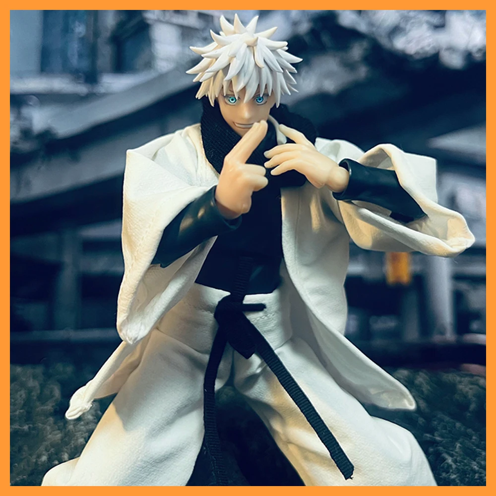 shf 1/12 Scale Jujutsu Kaisen Gojo Satoru Clothes Set White Coat Lantern Pants with Scarf for 6" Action Figure Body Model
