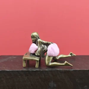 Antique Brass Anime - Style Female Figurine - Stylized Lying Statue for Desktop Decor & Collection, Unique Art Ornament