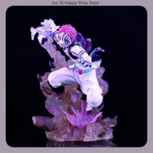 18cm Demon Slayer Upper Moon Three Akaza Battle Scene Special Effect Base Anime Figure Model Statue Desktop Decoration