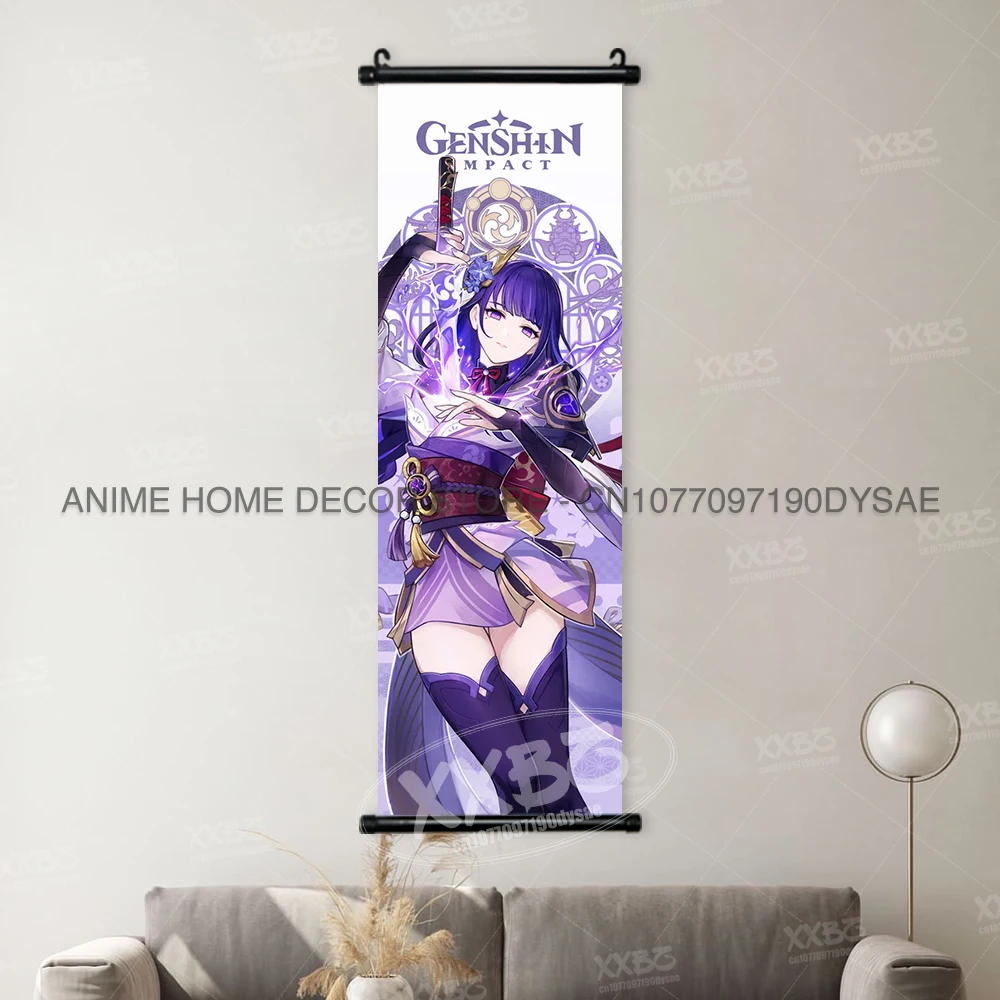 Genshin Impact Poster Arataki Itto Scroll Decorative Picture Barbara Home Decor Sucrose Wall Art Kamizato Ayato Hanging Painting - Image 36