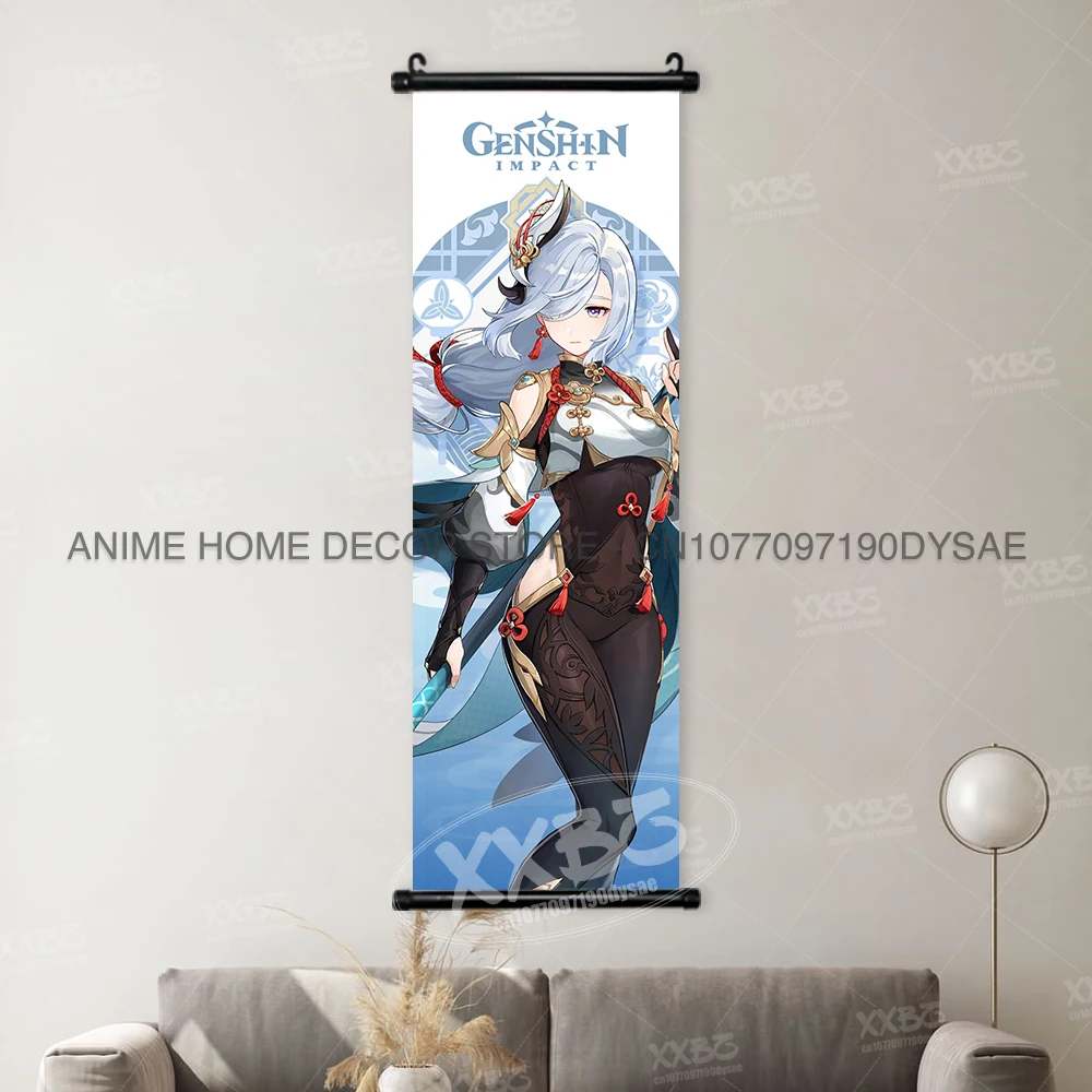 Genshin Impact Poster Arataki Itto Scroll Decorative Picture Barbara Home Decor Sucrose Wall Art Kamizato Ayato Hanging Painting - Image 47