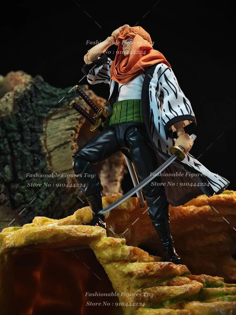 SHF 1/12 Men Soldier One Piece Samurai Zoro Alabasta Windbreaker Printed Coat Scarf With Iron Wire Fit 6Inch Action Figure Body - Image 4
