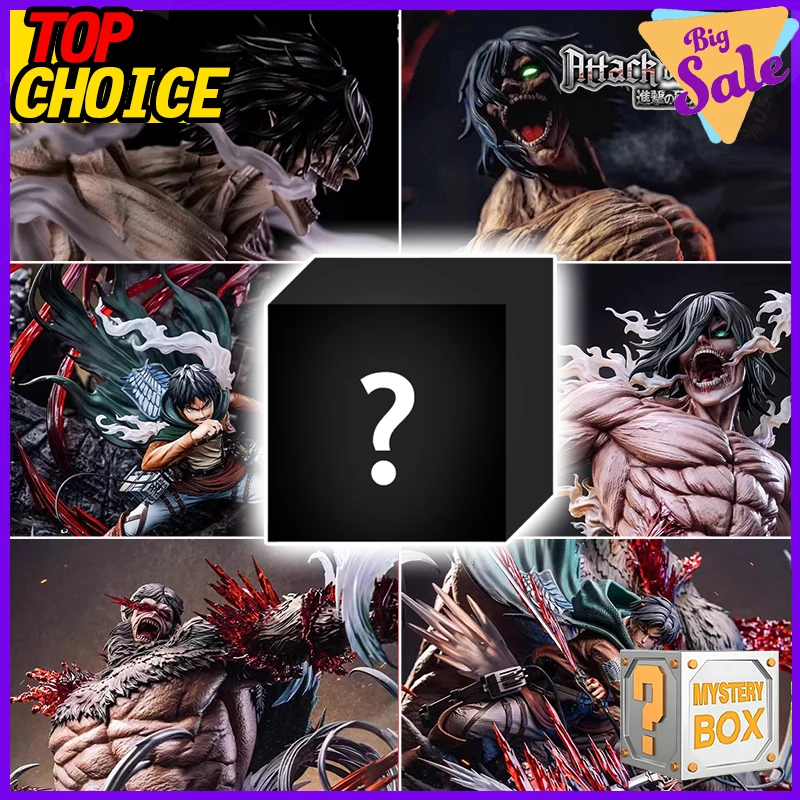 Attack on Titan Mystery Box Anime Figure Collection Eren Mikasa Levi Figurines Shingeki no Kyojin Desktop Decor Surprise Gift