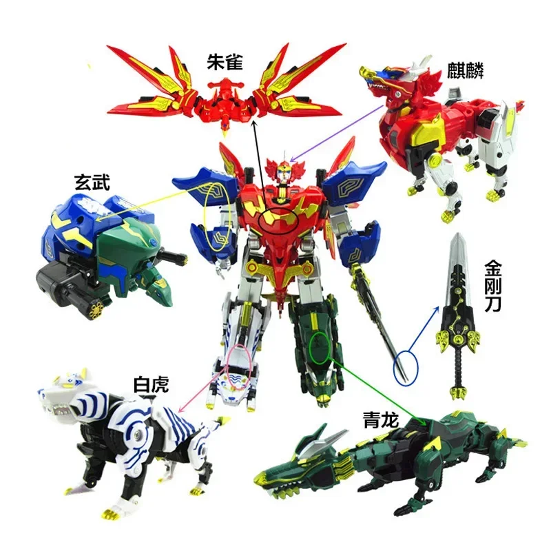 Mighty Morphin Dinosaur Rangers Transformation Robot Super Sentai 5in1 Megazords Assembled Action Figure Collectiion Boys Gifts - Image 4
