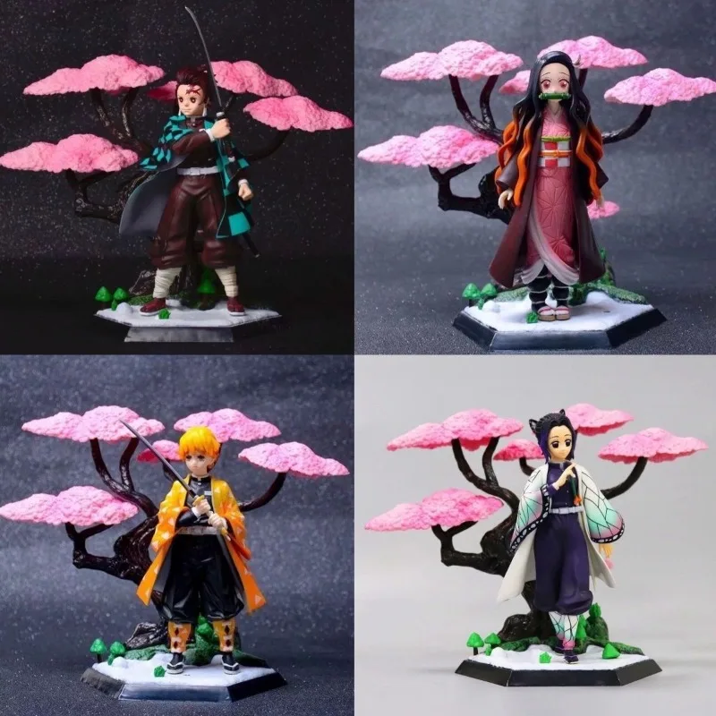 Demon Slayer Anime Cartoon Kamado Tanjiro Nezuko Figurines, Fashion and Personalized Desktop Decoration Gift for Men and Women