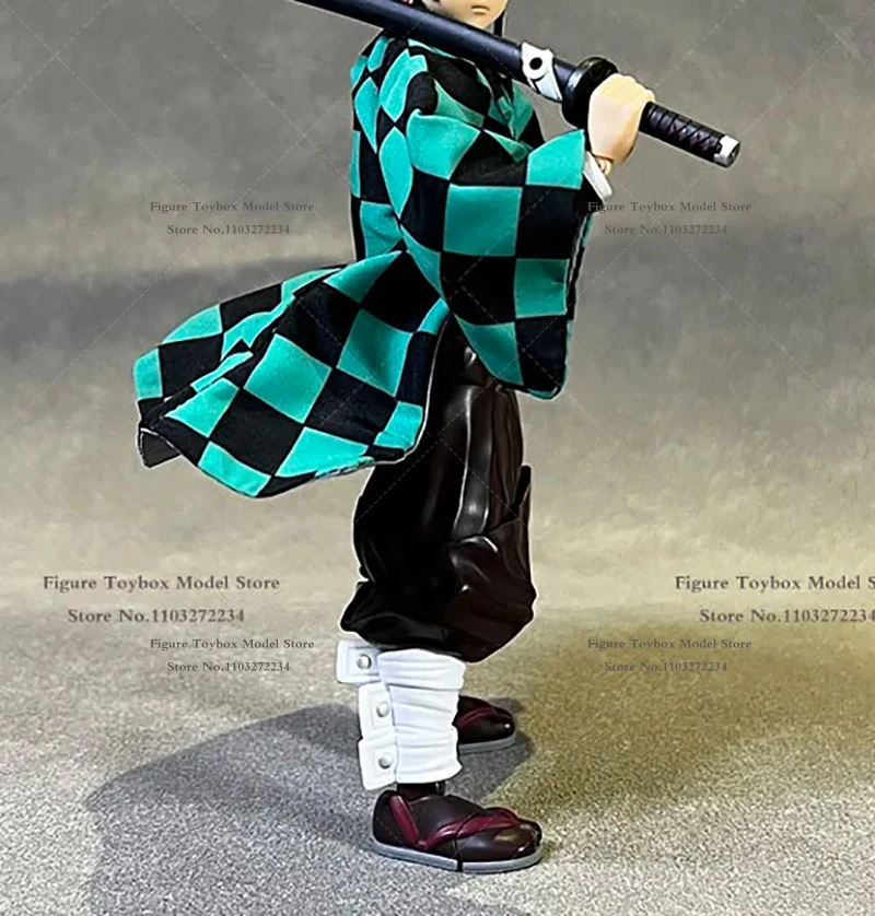1/12 Man Figure Black Blue Plaid Coat Wire Shaped Short Windbreaker Clothes Accessory For Shf 6″ Anime Kamado Tanjirou Boy Body