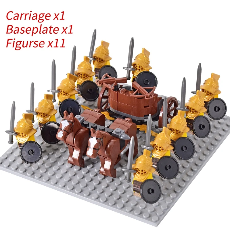 Medieval Knights mini Action Figures Building Blocks Roman Chariot Carriage Soldier War Horse Bricks Toys for Children Gift - Image 8