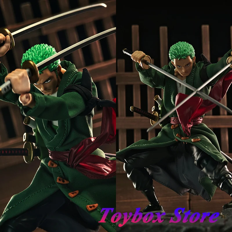1/12 Anime Roronoa.Zoro Boy Mini Ink Green Long Windbreaker Kimono Waist Clothes Set Accessory For 6" Shf Figure Body Decors