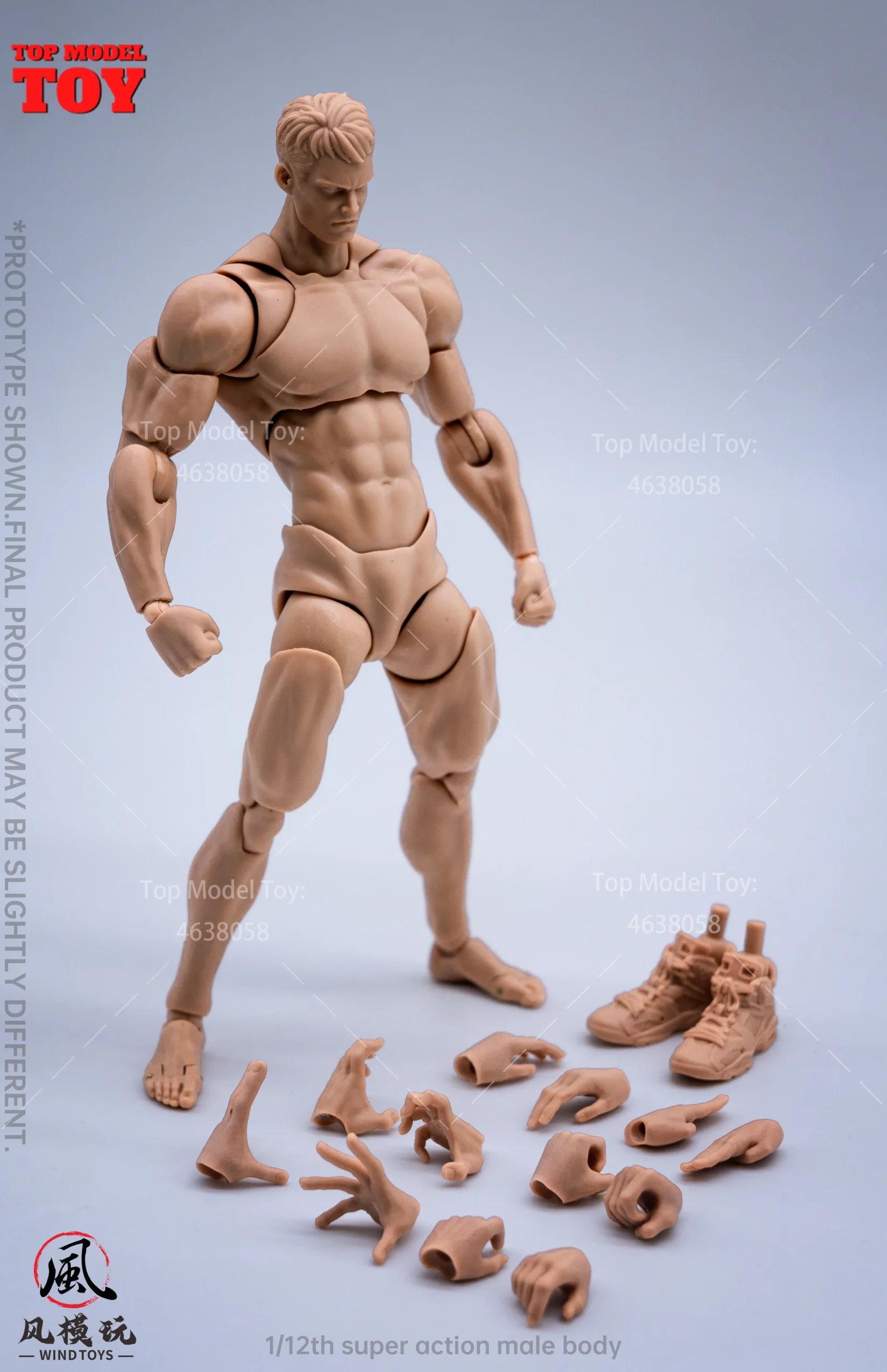 In Stock Wind Toys 1/12 Male Muscle Super Flexible Joint Body 16cm Man Action Figure Doll Model with Head Sculpt 7 Pair of Hands - Image 7