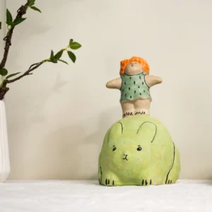 Modern Green Cartoon Character Statue Resin Craft Kids Room Decor Desktop Ornament Sculpture Nursery Shelf Display Home Art Gift