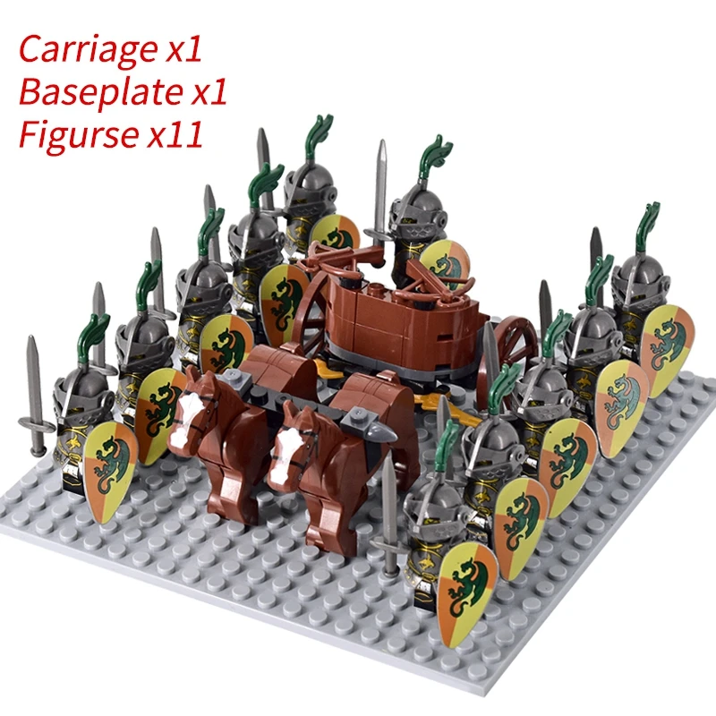 Medieval Knights mini Action Figures Building Blocks Roman Chariot Carriage Soldier War Horse Bricks Toys for Children Gift - Image 9
