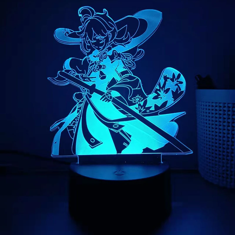 Genshin Impact 3D LED Night Lights Anime Figure Aether Lumine Hu Tao Keqing Klee Qiqi Desk Lamps Kids Kawaii Bedroom Decoration - Image 30