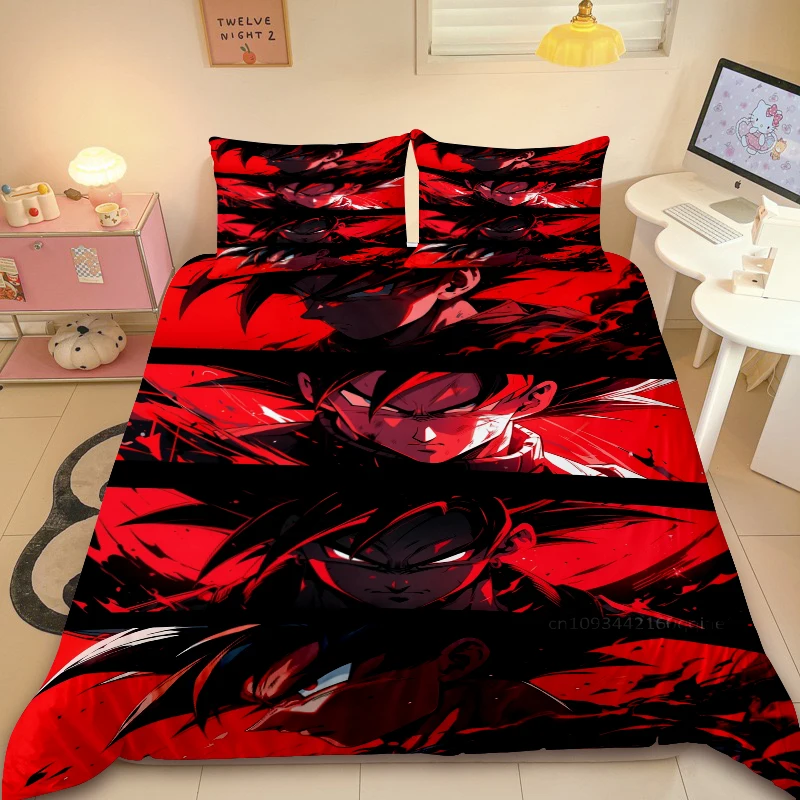 Dragon Ball Teens 3pcs Duvet Cover Set Cartoon Super Saiyan Bedding Set Twin Full Comforter Cover Soft Cozy for Bedroom Decor - Image 4