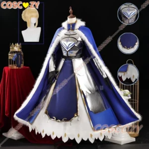 Game Fate Stay Night Altria Pendragon Cosplay Costume Saber FGO Altria Pendragon Combat Dress Role Play Clothing Blue Suit